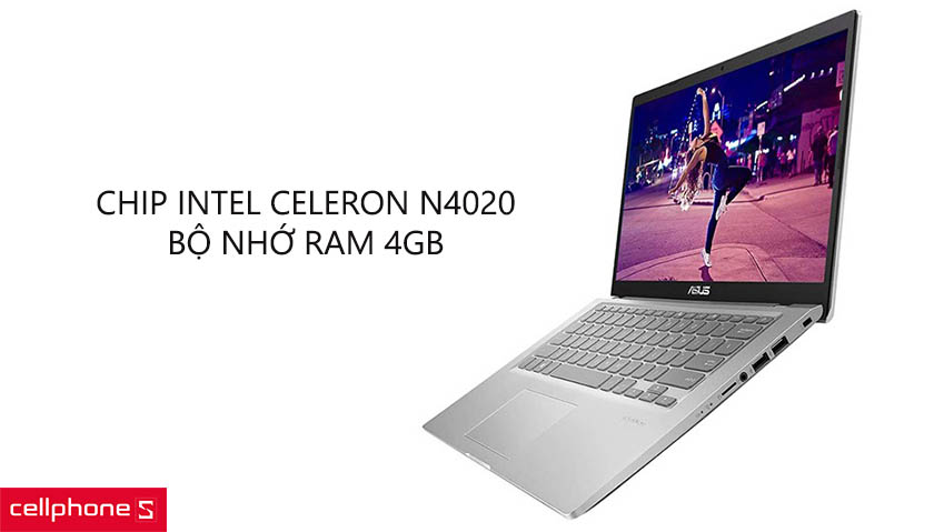 Chip Intel Celeron N4020, bộ nhớ RAM 4GB