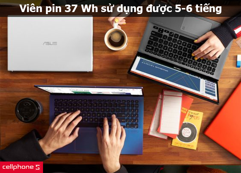 Asus VivoBook A512DA-EJ829T sử dụng pin Lithium-polymer 2 cell 37Wh