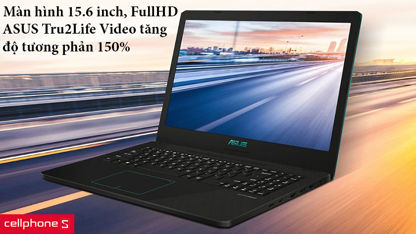 Màn hình 15.6 inch, độ phân giải FullHD, công nghệ Asus Tru2Life Video tăng độ tương phản