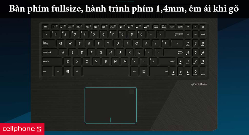 Bàn phím fullsize, hành trình phím 1,4mm