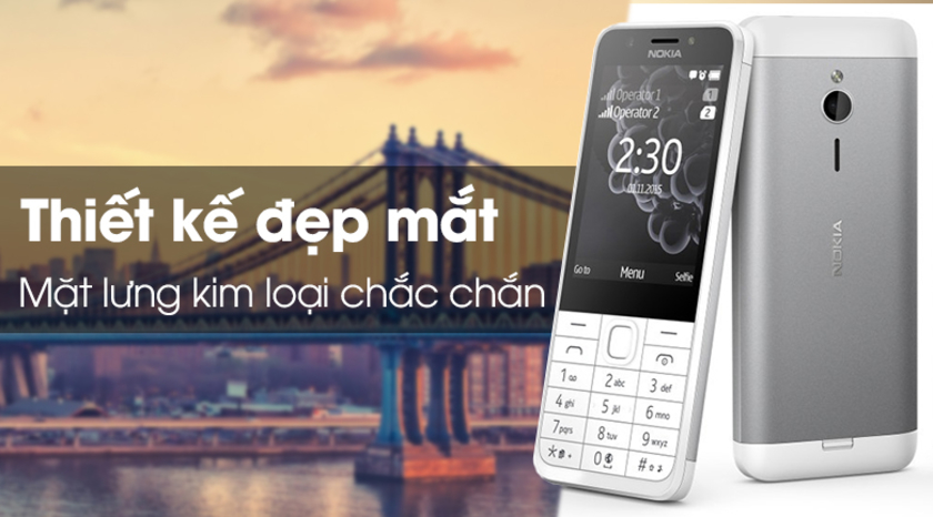 Thiết kế mặt lưng kim loại sang trọng, bàn phím T9 cho cảm giác bấm tốt